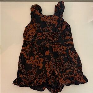 Girls Black and Brown Floral Romper